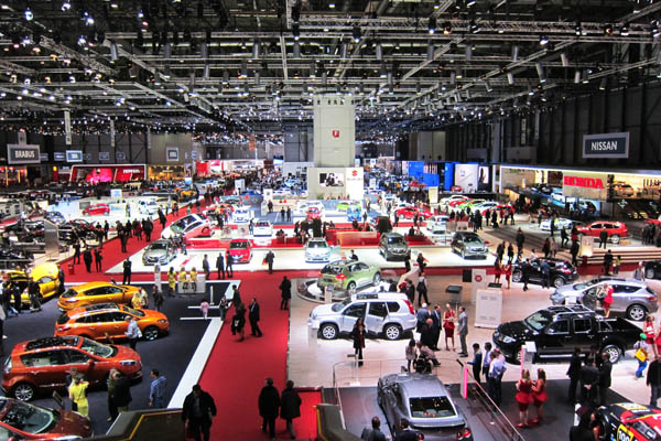 Partial view of the floor of the 82nd Geneva International Motor Show